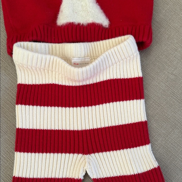 Red Reindeer Sweater and Striped Pants Set- Hanna Andersson - Picture 2 of 8